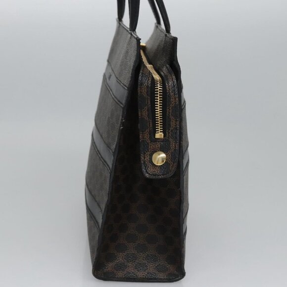 CELINE Macadam Canvas Hand Bag PVC Leather Black Brown Auth bs23202 - Picture 4 of 16